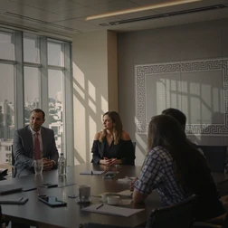 Professional Business Meeting in Modern Office Business professionals in a modern office meeting